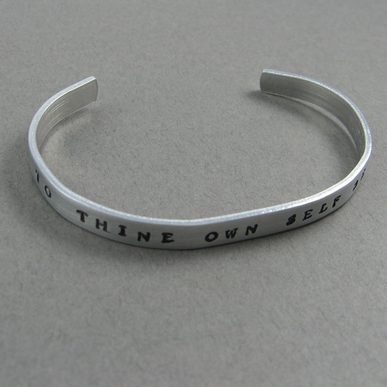 Shakespeare Quote Jewelry To Thine Own Self Be True Hamlet Quotation Bracelet for Bibliophile image 3