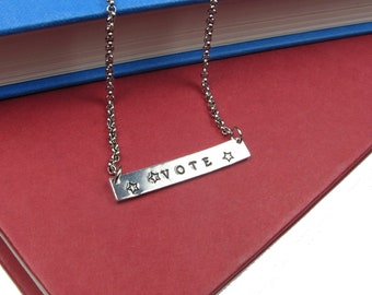 Vote Necklace on Steel Chain - U.S. Election Jewelry