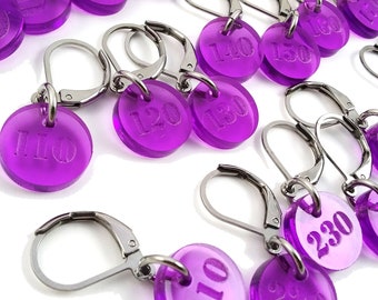 Numbered Stitch Markers 0-300 (Set of 40) in One Color (Your Choice)