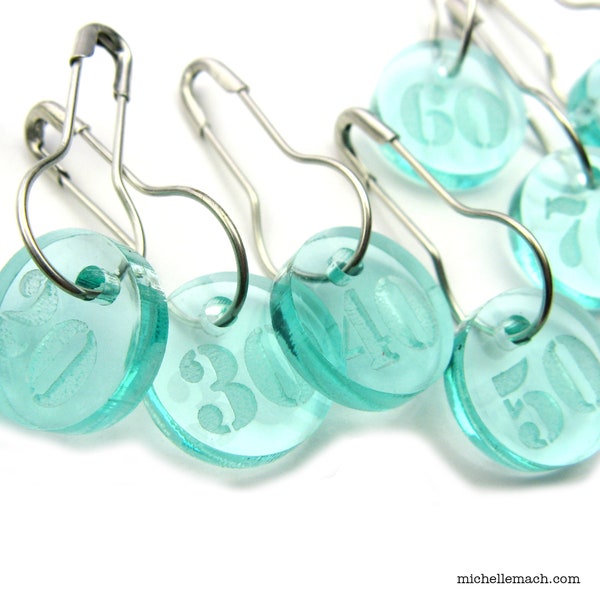 Row Number Stitch Markers for Knitting or Crochet (Numbered 10-100)