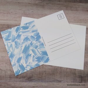 All Occasion Postcards with Blue Abstract Art Bulk Set of 50 Uncoated Blank Back Easy to Write On image 1