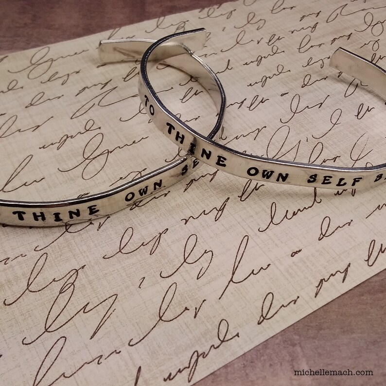 Shakespeare Quote Jewelry To Thine Own Self Be True Hamlet Quotation Bracelet for Bibliophile image 4