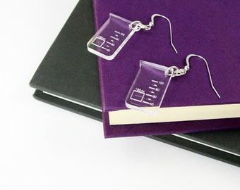 Beaker Earrings - Science Geek Jewelry - Gift for Teacher, Scientist in Biology, Chemistry