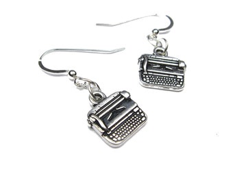 Typewriter Earrings (Retro Jewelry for Writers, Vintage Style Geekery for Novelist Gift)