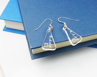 Pendientes de matraz científico - Joyería nerd científica con matraces científicos - Regalo geek - Biología, Regalo de química para científicos, profesores