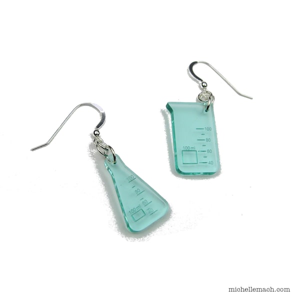 Beaker and Flask Earrings - Mismatched Science Earrings