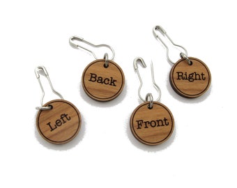 Wood Stitch Markers - Front and Back, Left and Right - Knitting Notion
