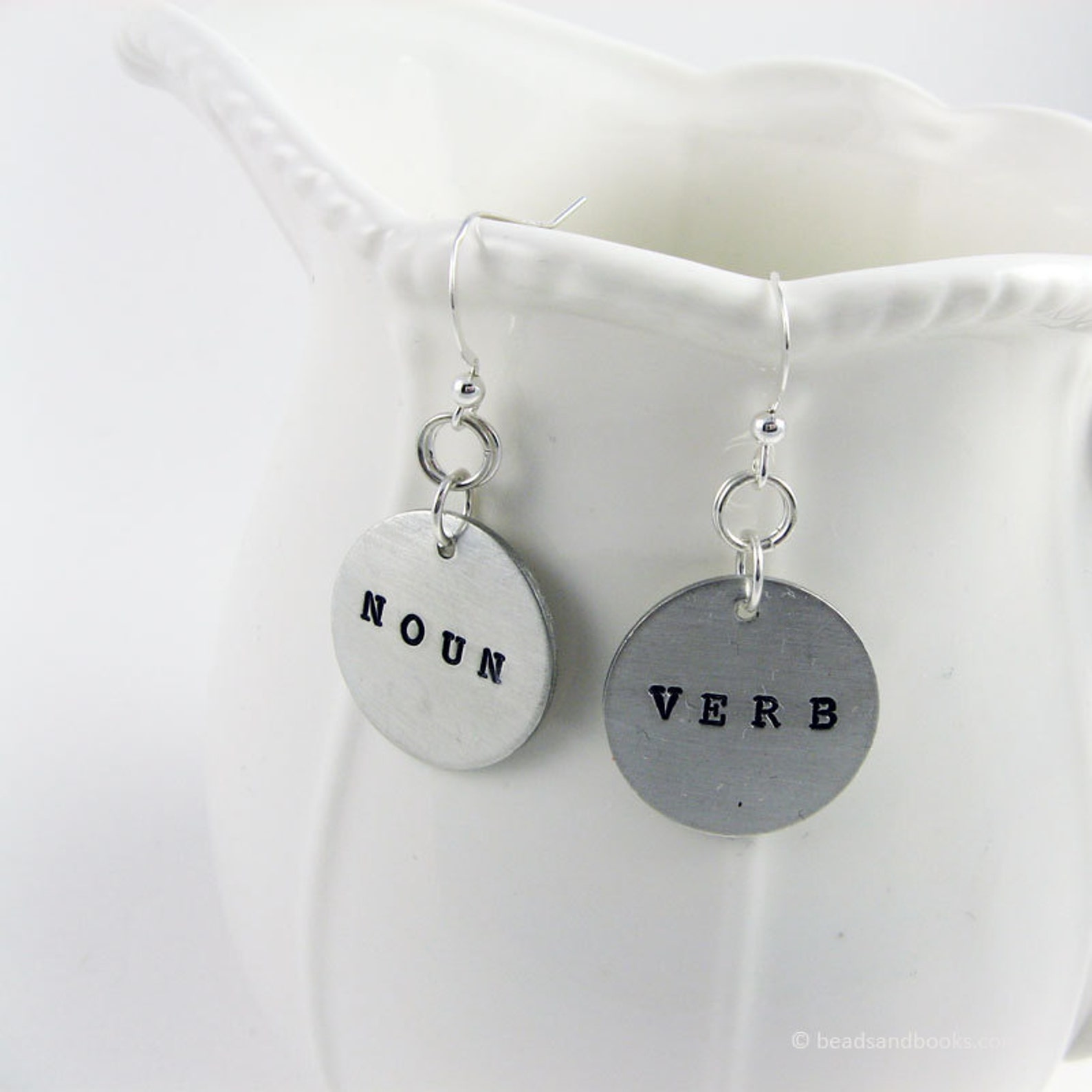 Grammar Jewelry noun and Verb Earrings in Sterling Silver Etsy