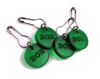 BOR Stitch Markers - Set of 4 in Colorful Transparent Acrylic