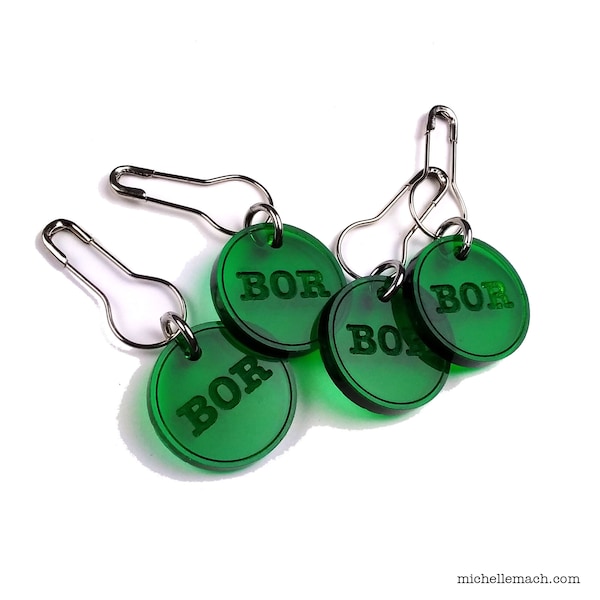 BOR Stitch Markers - Set of 4 in Colorful Transparent Acrylic