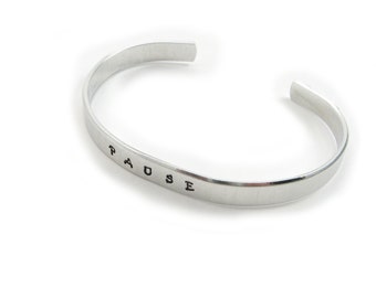 Word of the Year Bracelet - Custom Stamped Cuff - Daily Intention Jewelry