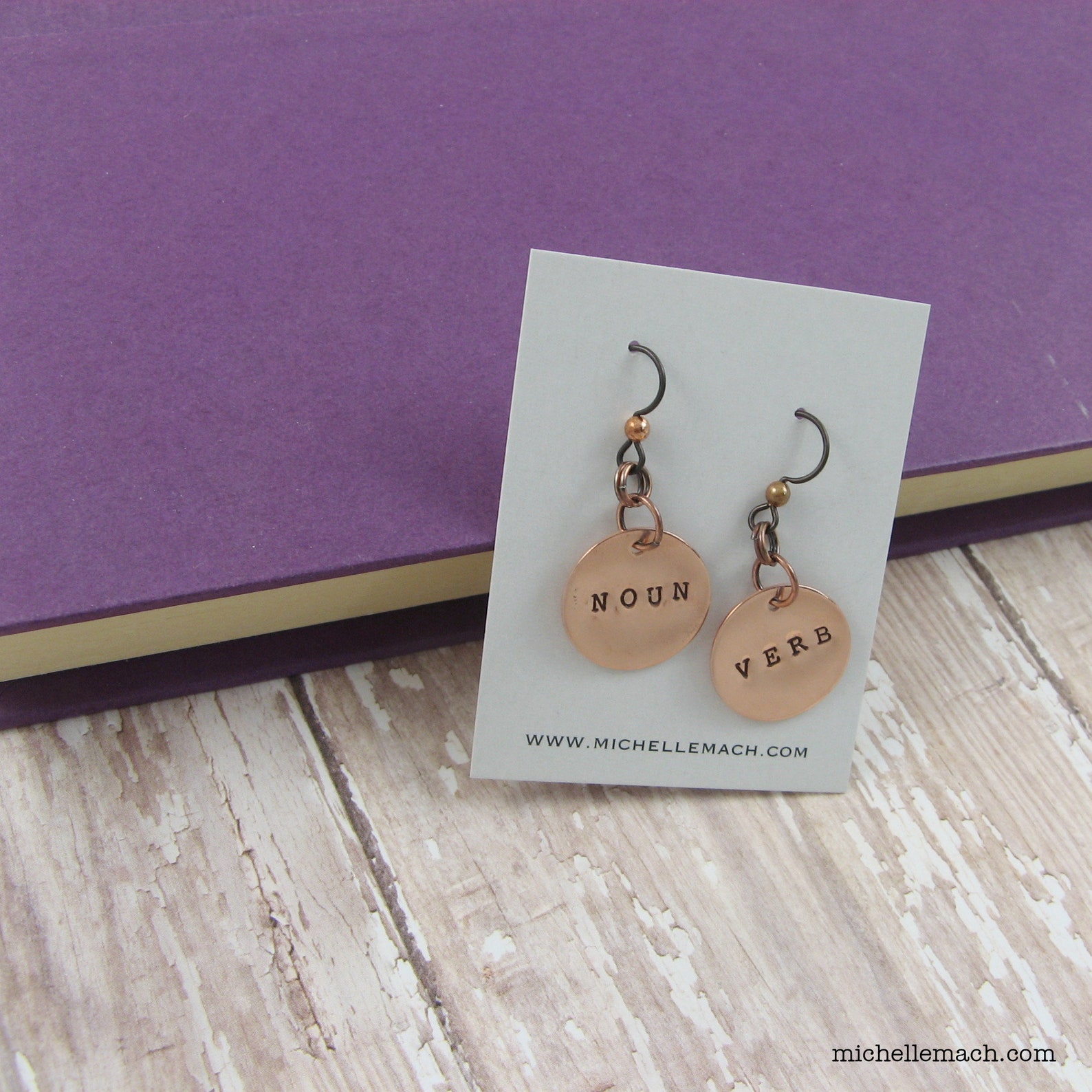 Grammar Jewelry noun and Verb Earrings in Sterling Silver Etsy