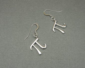 Pi Earrings with Sterling Silver Ear Wires: Math Jewelry Gift