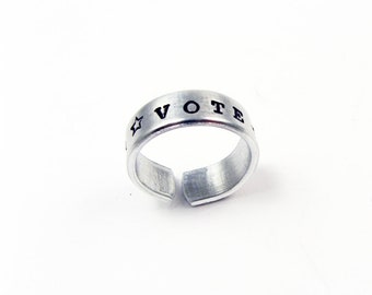 Vote Ring - Voter Jewelry for Election or Campaign - Adjustable Metal Ring - Voting Gift