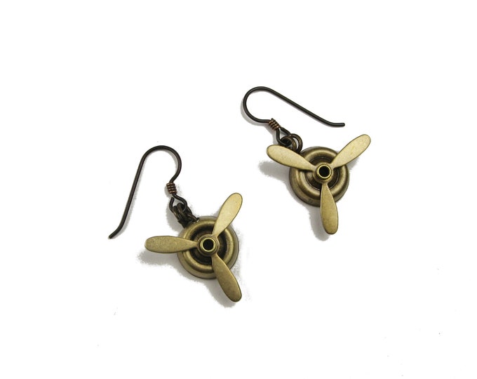 Propeller Earrings Inspired by Amelia Earhart airplane Jewelry for