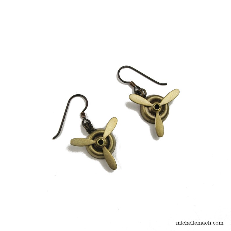 Propeller Earrings Inspired by Amelia Earhart Airplane Etsy