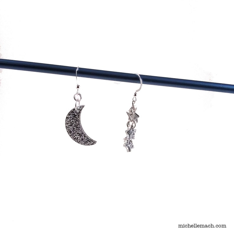 Crescent Moon and Stars Earrings image 3