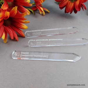 Custom Plant Markers for Herb Garden - Engraved Acrylic Garden Labels with Scientific Name