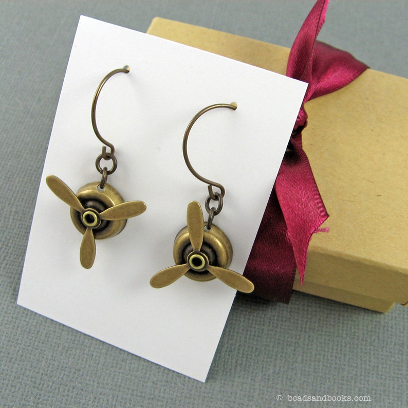Propeller Earrings Inspired by Amelia Earhart Airplane Etsy