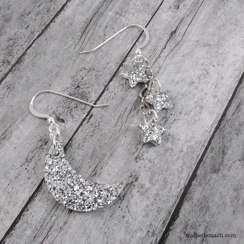Crescent Moon and Stars Earrings image 7