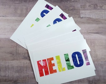 Hello Postcards in Rainbow Letters - Set of Postcards