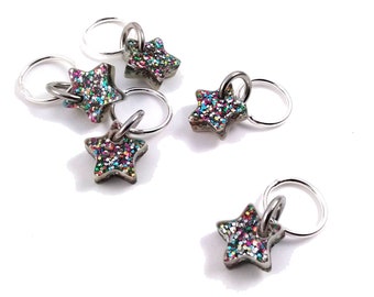 Tiny Star Stitch Markers (Set of 5) - Choose Your Sparkle Color!