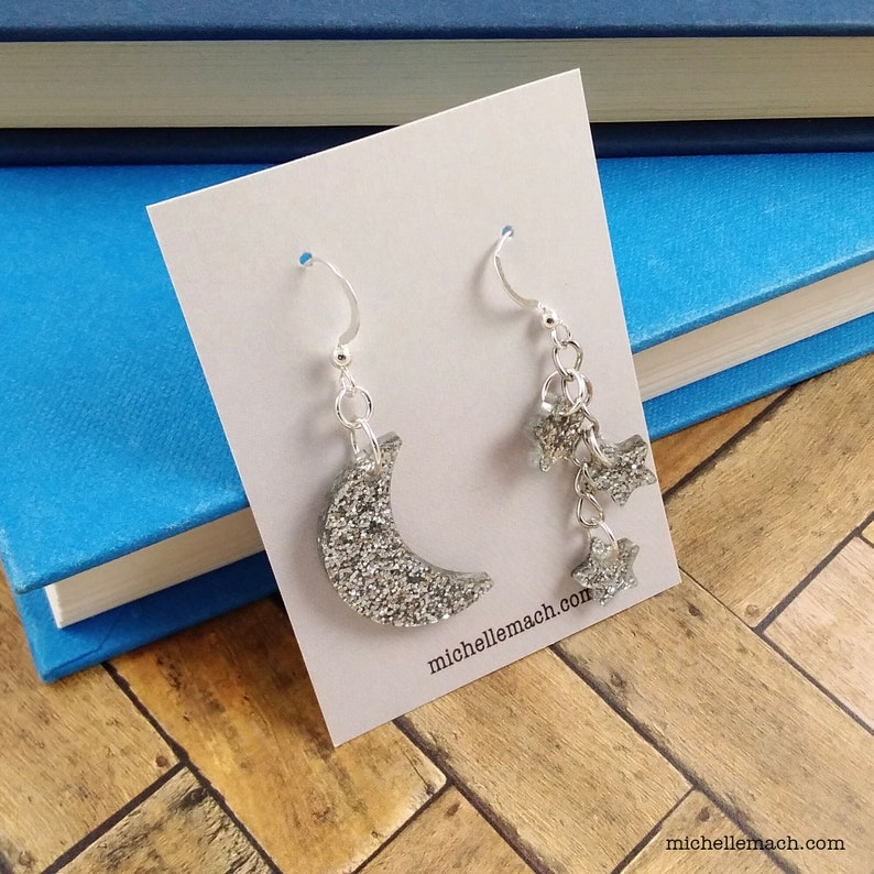Crescent Moon and Stars Earrings image 9