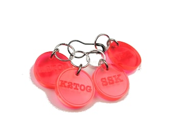 Stitch Markers - Knitting Accessories - Choose Your Colors - 2 SSK and 2 K2TOG