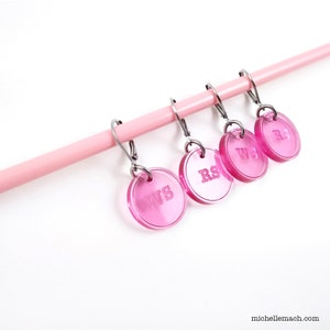Stitch Markers With Knitting Abbreviations 2 Right Side RS, 2 Wrong Side WS Crochet or Knitter Accessory image 6