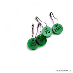 Row Number Stitch Markers for Knitting or Crochet (25, 50, 75, 100)