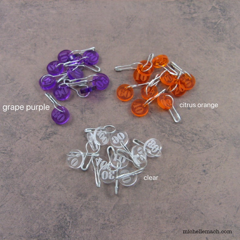 Row Number Stitch Markers for Knitting or Crochet Numbered 10-100 image 4
