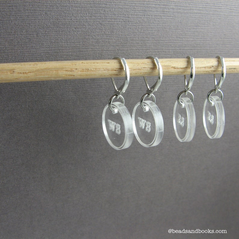 Stitch Markers With Knitting Abbreviations 2 Right Side RS, 2 Wrong Side WS Crochet or Knitter Accessory image 2