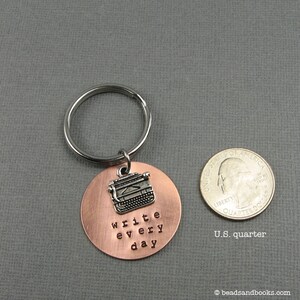 Typewriter Keychain for Writer or Author Motivation Quote: Write Every Day Writing Gift for Author image 7