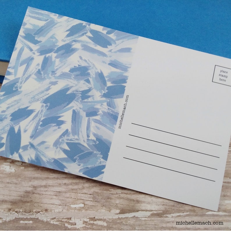 All Occasion Postcards with Blue Abstract Art Bulk Set of 50 Uncoated Blank Back Easy to Write On image 5