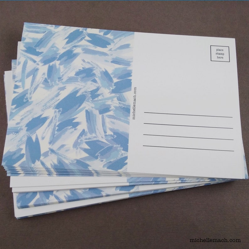 All Occasion Postcards with Blue Abstract Art Bulk Set of 50 Uncoated Blank Back Easy to Write On image 2