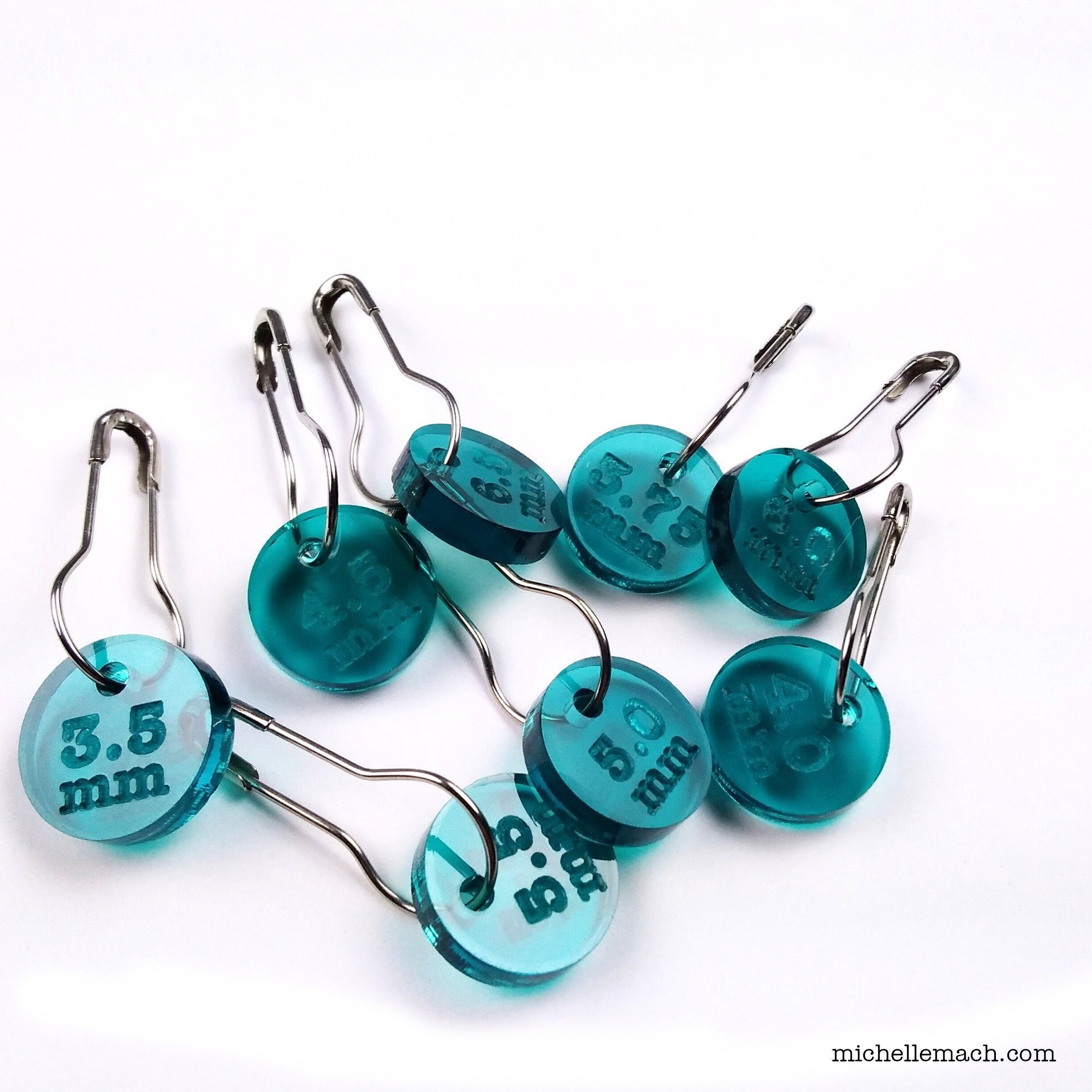 Crochet Hook Markers - MM Number Set of 8 (3.5, 3.75, 4.0, 4.5, 5.0, 5.5, 6.0, 6.5)