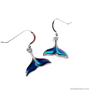 Blue Whale Tail Earrings with Sterling Silver Ear Wires