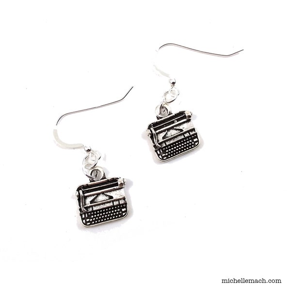 Typewriter Earrings (Retro Jewelry for Writers, Vintage Style Geekery for Novelist Gift)