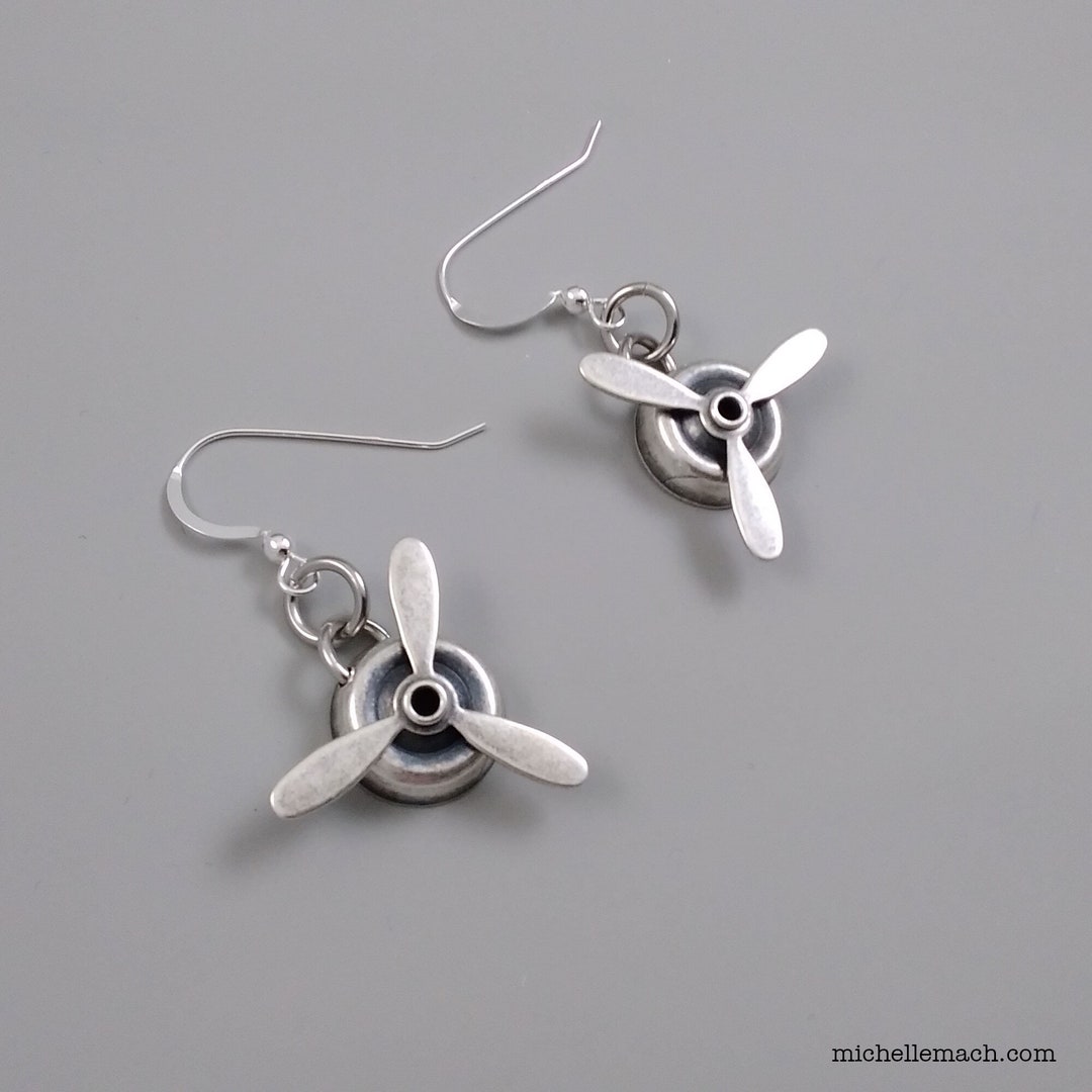 Propeller Earrings Inspired by Amelia Earhart airplane Jewelry for