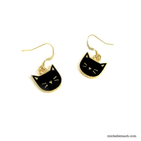 Black Cat Earrings for Cat Lady | Etsy