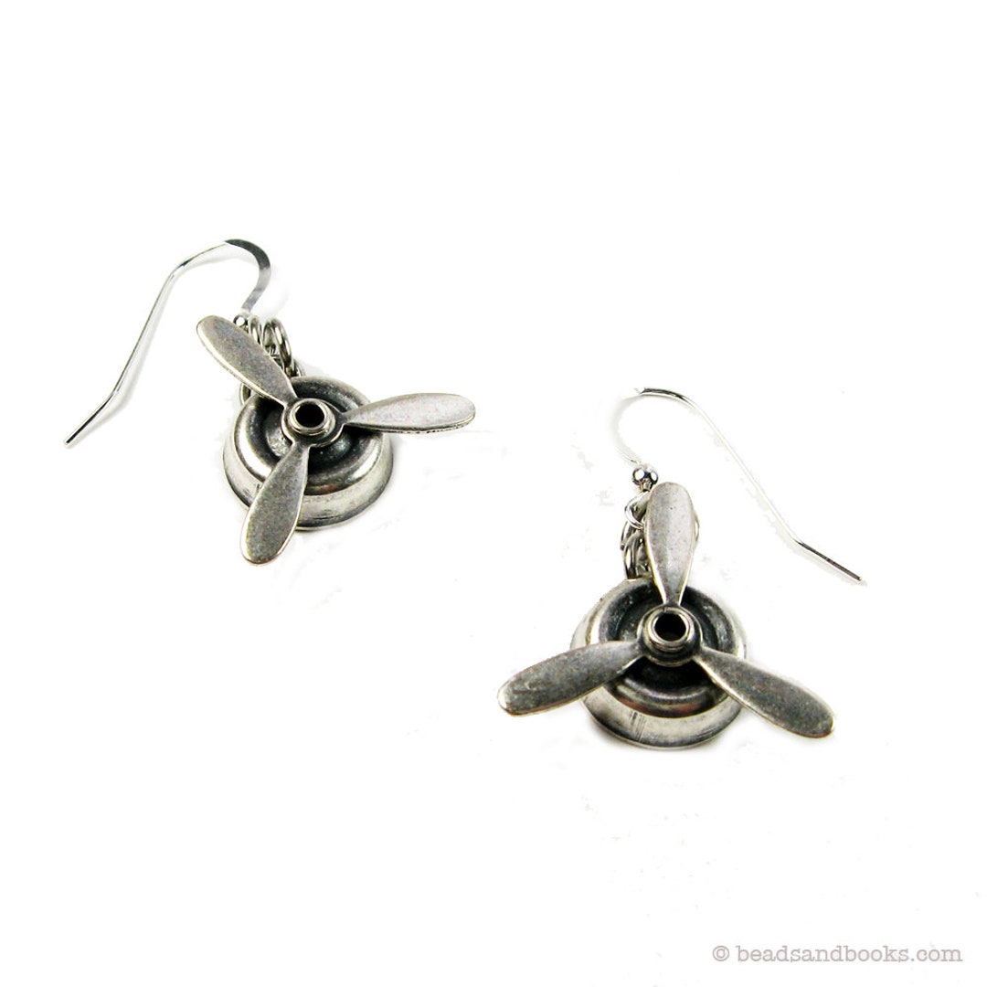 Propeller Earrings Inspired by Amelia Earhart airplane Etsy