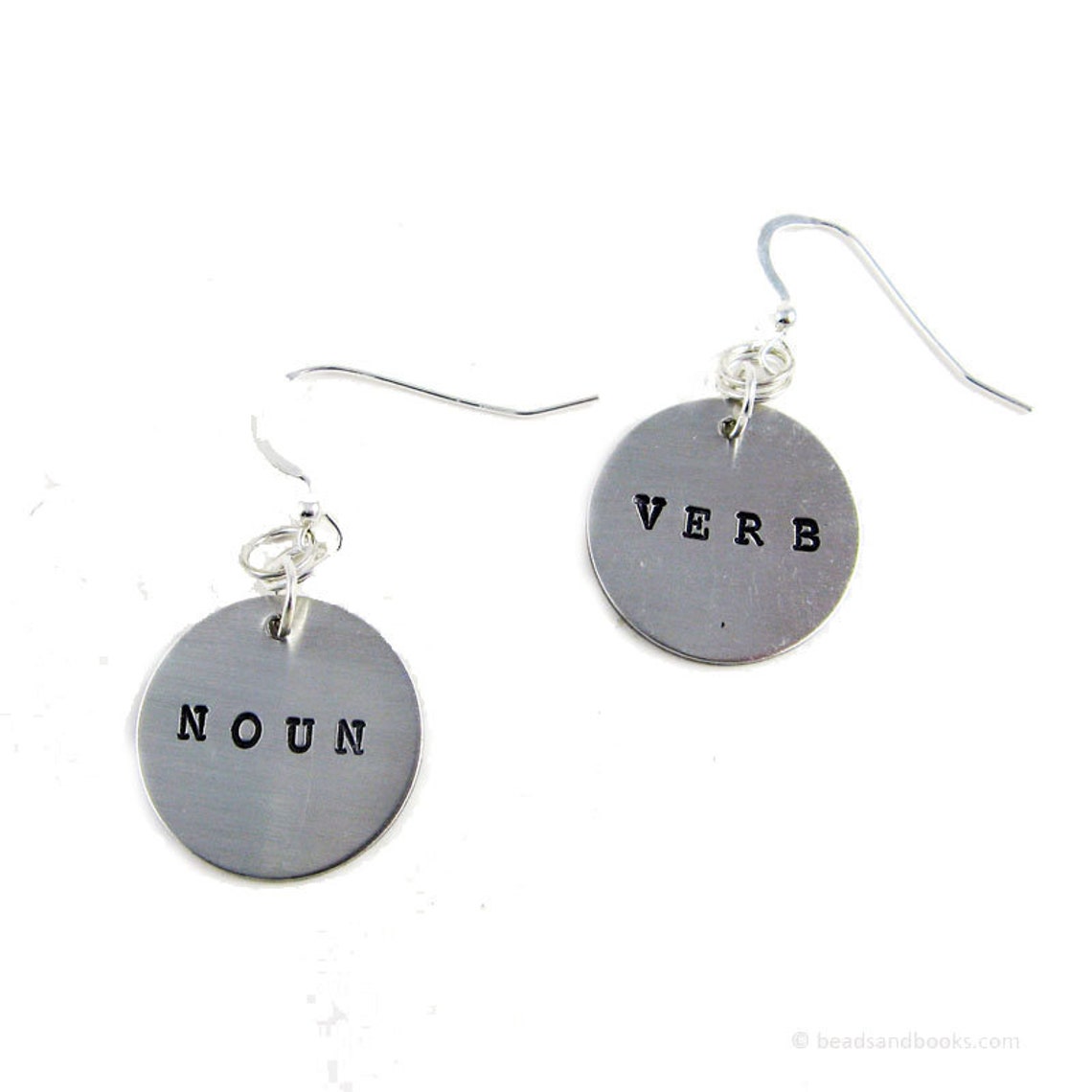 Grammar Jewelry noun and Verb Earrings in Sterling Silver Etsy