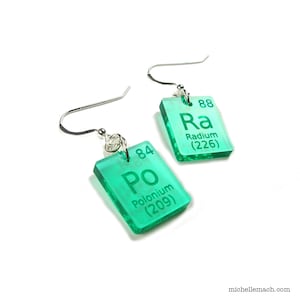 Marie Curie Earrings - Scientific Element Jewelry for Chemistry, Physics - Women in Science