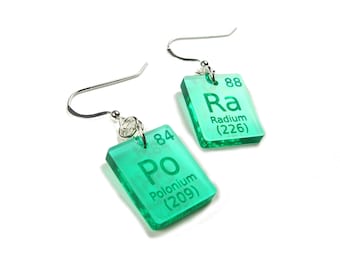 Marie Curie Earrings - Scientific Element Jewelry for Chemistry, Physics - Women in Science