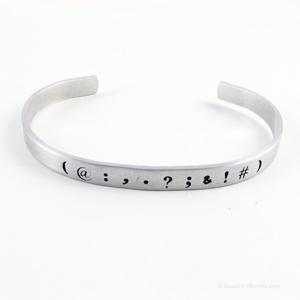 Punctuation Cuff (Ajudstable Bracelet for English Teacher, Writer, Editor Gift)