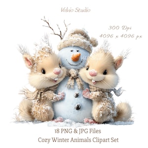 Imágenes prediseñadas de animales de invierno: 18 archivos PNG y JPG incluidos (impresión digital)
