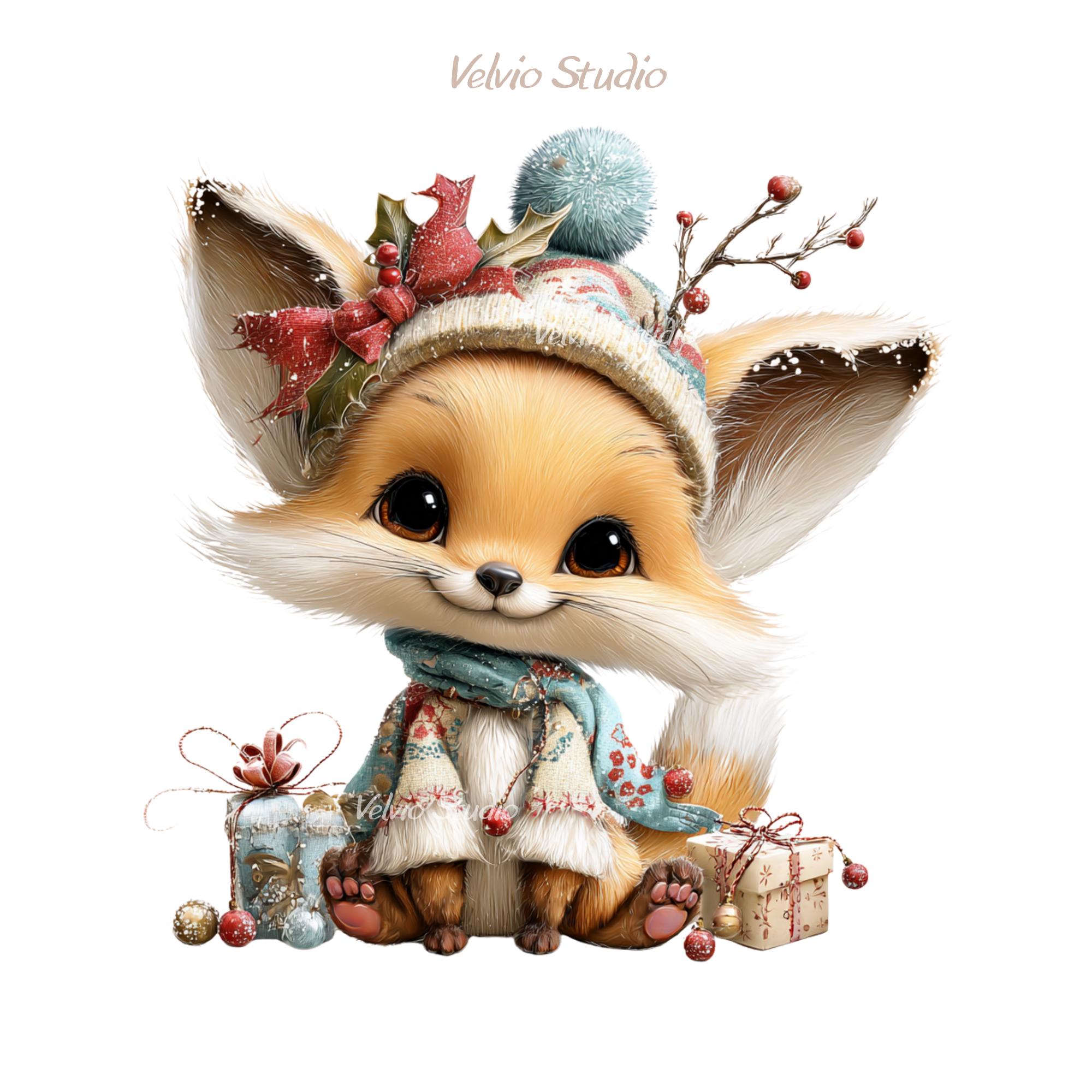 Christmas Fox Clipart Set: 18 PNG & JPG Files Included (digital ...