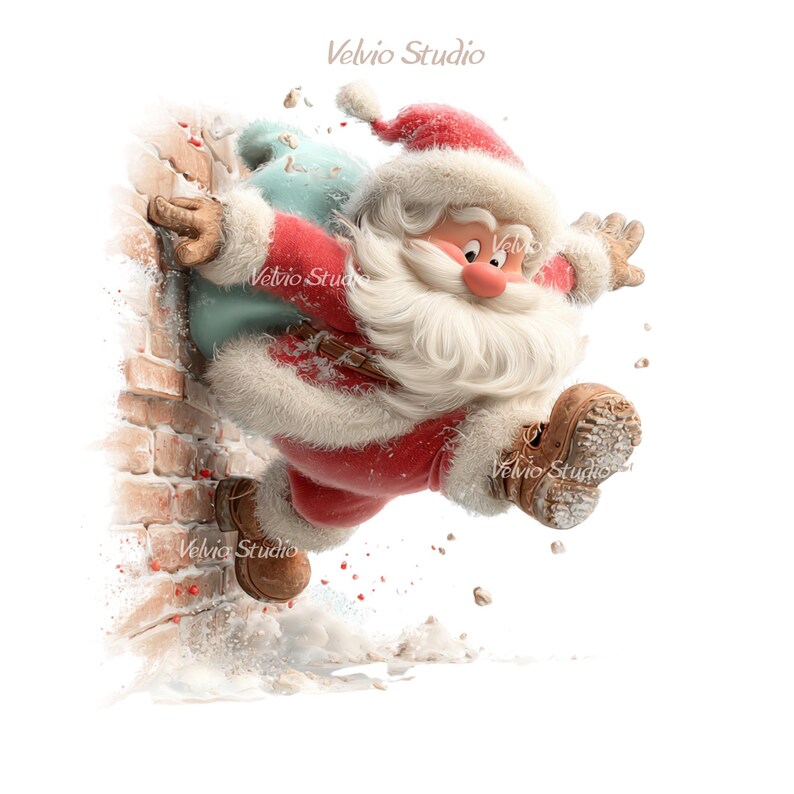 Bouncing Spring Santa Jumping Santa Clipart Set: Festive Winter Illustrations, 10 PNG & JPG ...