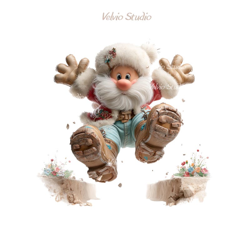 Bouncing Spring Santa Jumping Santa Clipart Set: Festive Winter Illustrations, 10 PNG & JPG ...
