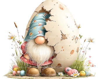 Easter Gnome Clipart Set: Spring Illustrations, 23 PNG & JPG Files (Digital Printable)